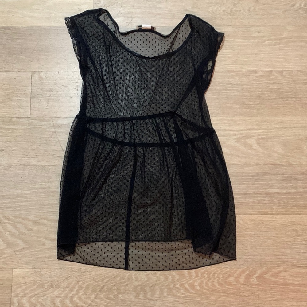 Sheer black polka dot blouse